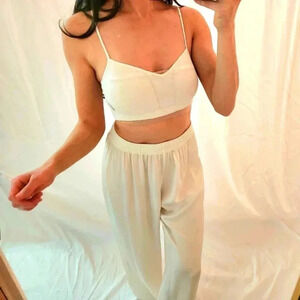 Free people intimately white running bra workout cropped top yoga ribbed lounge